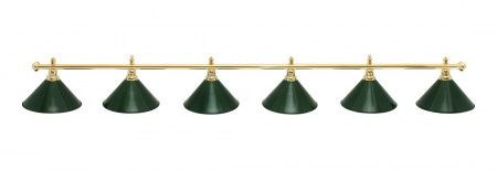 Бильярдный светильник Престиж 6 плафонов (зеленый, золотая штанга)